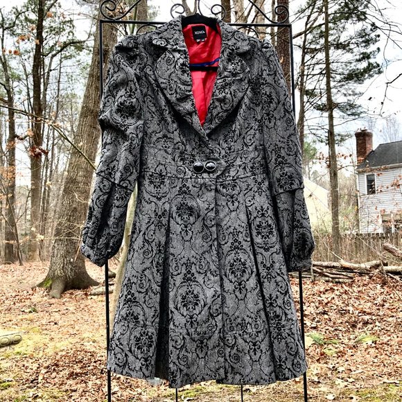 XOXO True Vintage Goth Victorian TopCoat Velvet Damask Y2K - Picture 3 of 14